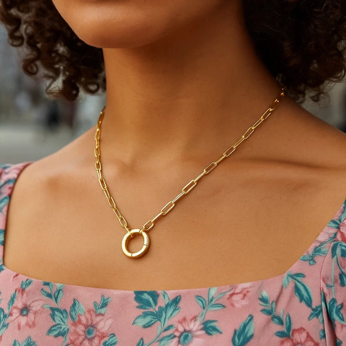 14K Yellow Gold High Polish The Invisible Paperclip Clasp Necklace, view 3