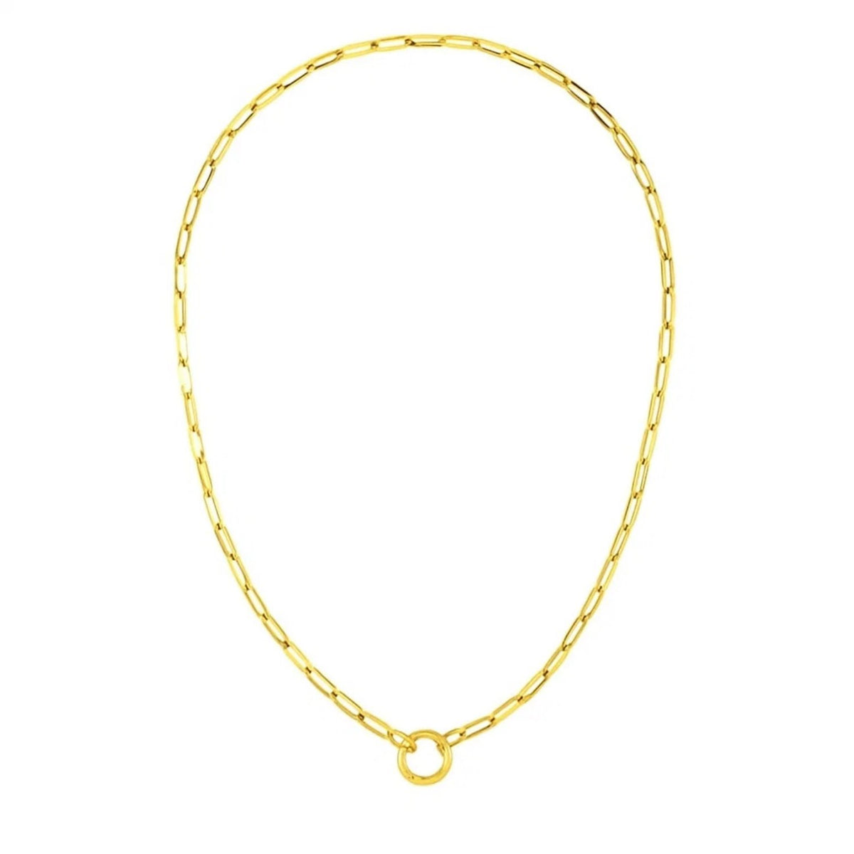 14K Yellow Gold High Polish The Invisible Paperclip Clasp Necklace, view 4