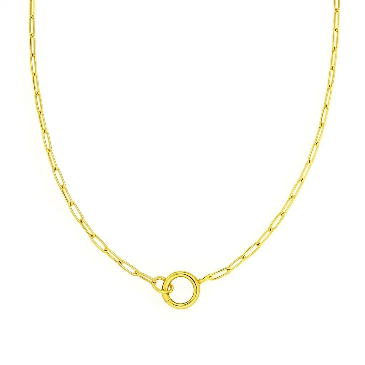 14K Yellow Gold High Polish The Invisible Paperclip Clasp Necklace, view 5