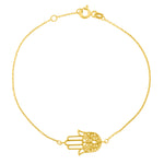 14K Yellow Gold Hamsa Bracelet, view 2