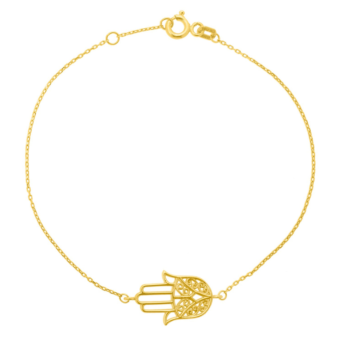 14K Yellow Gold Hamsa Bracelet, view 2