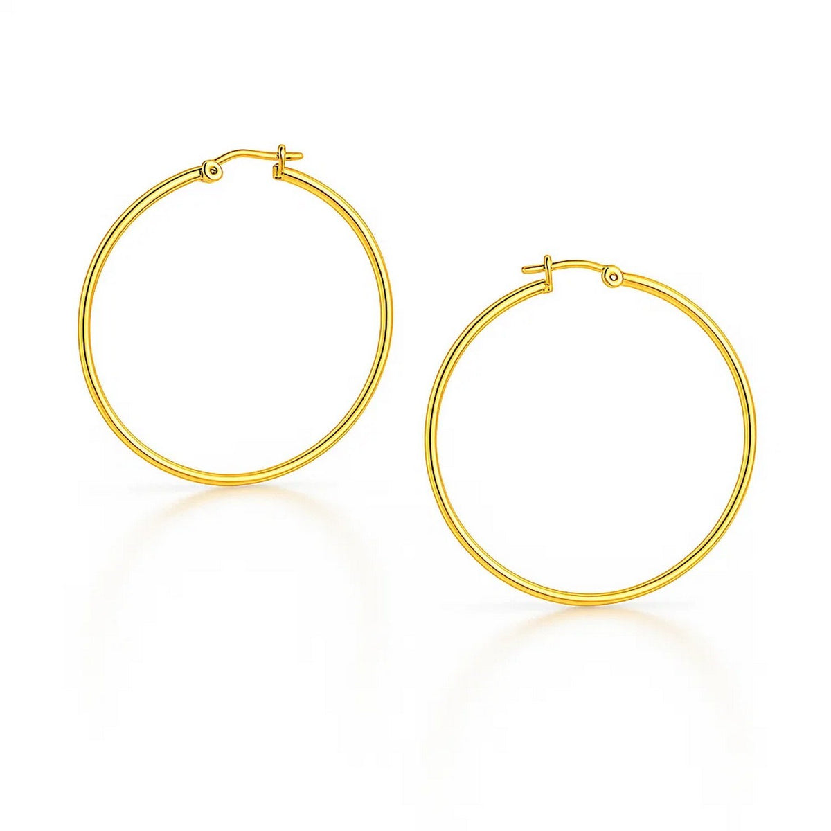 10K Yellow Gold Polished Hoop Earrings (3x25.00 mm)