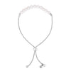Sterling Silver Rhodium Plated Friendship Freshwater Pearl Drawstring Bracelet, view 2