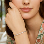 Sterling Silver Rhodium Plated Friendship Freshwater Pearl Drawstring Bracelet, view 3