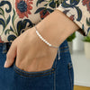 Sterling Silver Rhodium Plated Friendship Freshwater Pearl Drawstring Bracelet, view 4