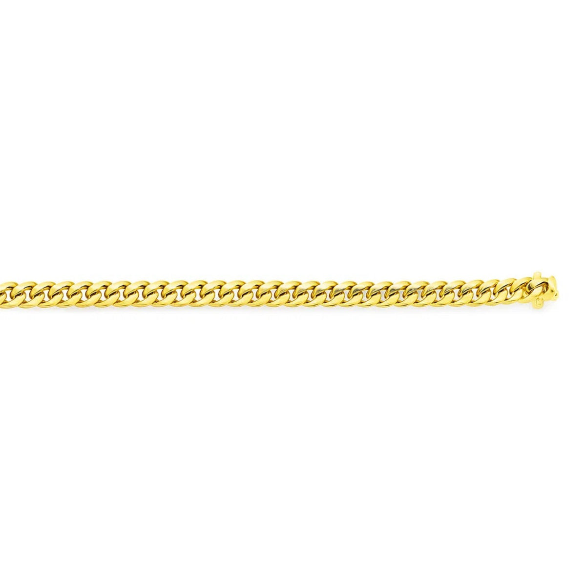 14K Yellow Gold Classic Miami Cuban Solid Bracelet (3.20 mm), view 2