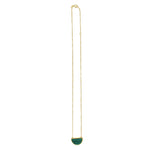 Malachite Geometric Half Moon Necklace in 14K Yellow Gold, view 2
