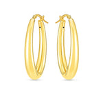 14K Yellow Gold Elongated Oval Hoops, view 2