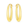 14K Yellow Gold Elongated Oval Hoops, view 2