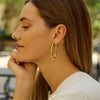 14K Yellow Gold Elongated Oval Hoops, view 4