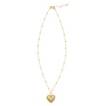 14K Yellow Gold Vintage Puffed Heart Necklace, view 2
