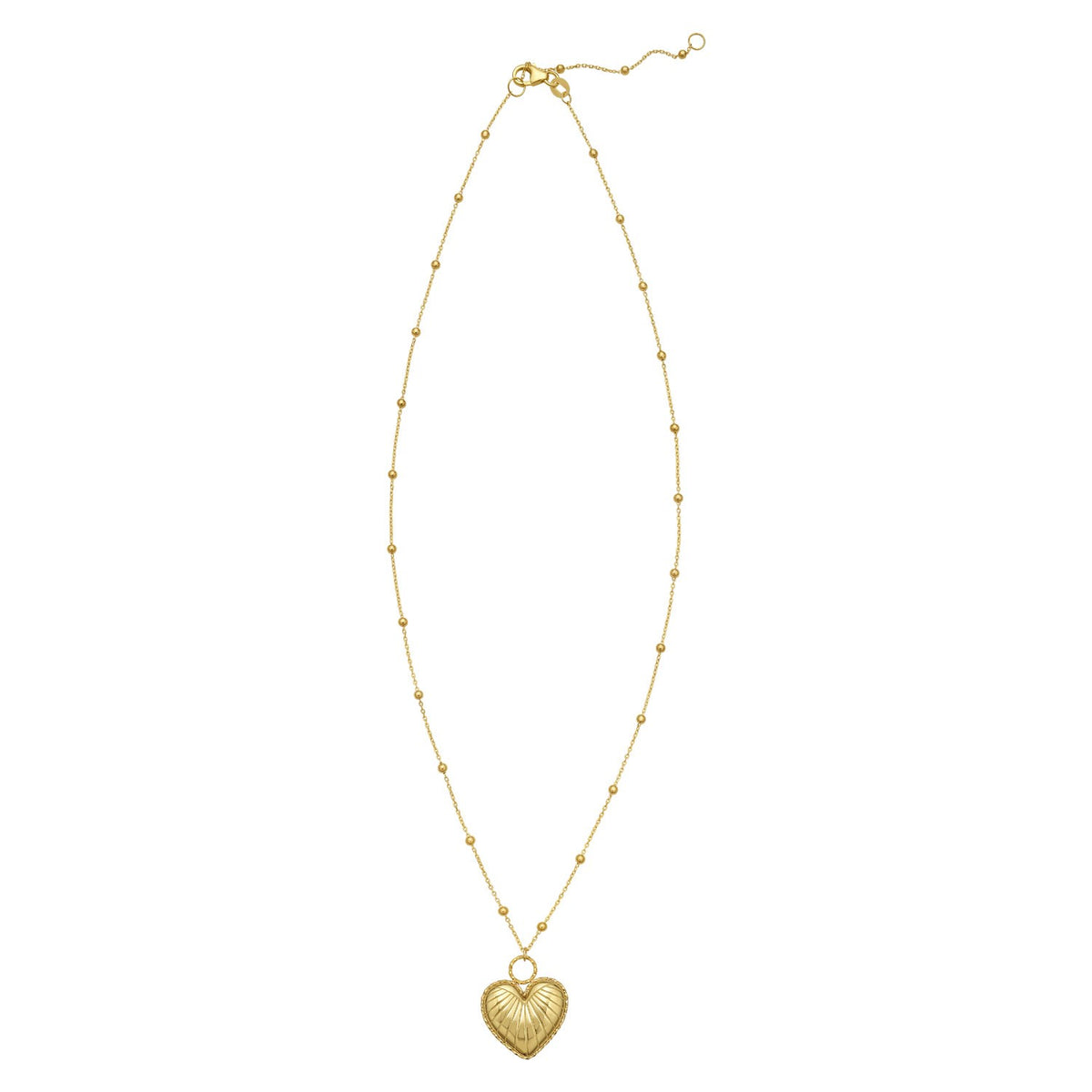 14K Yellow Gold Vintage Puffed Heart Necklace, view 2