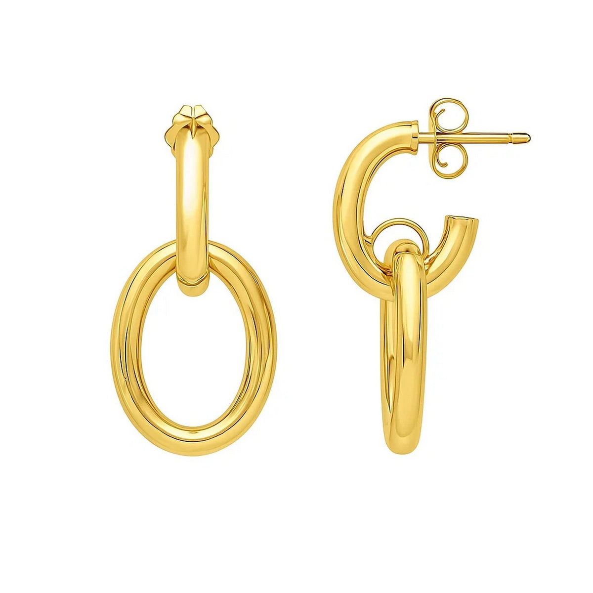 Interlocking Link Earrings in 14K Yellow Gold, view 2