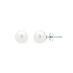 White Freshwater Cultured Pearl Stud Earrings in 14K White Gold (7.00 mm), view 2