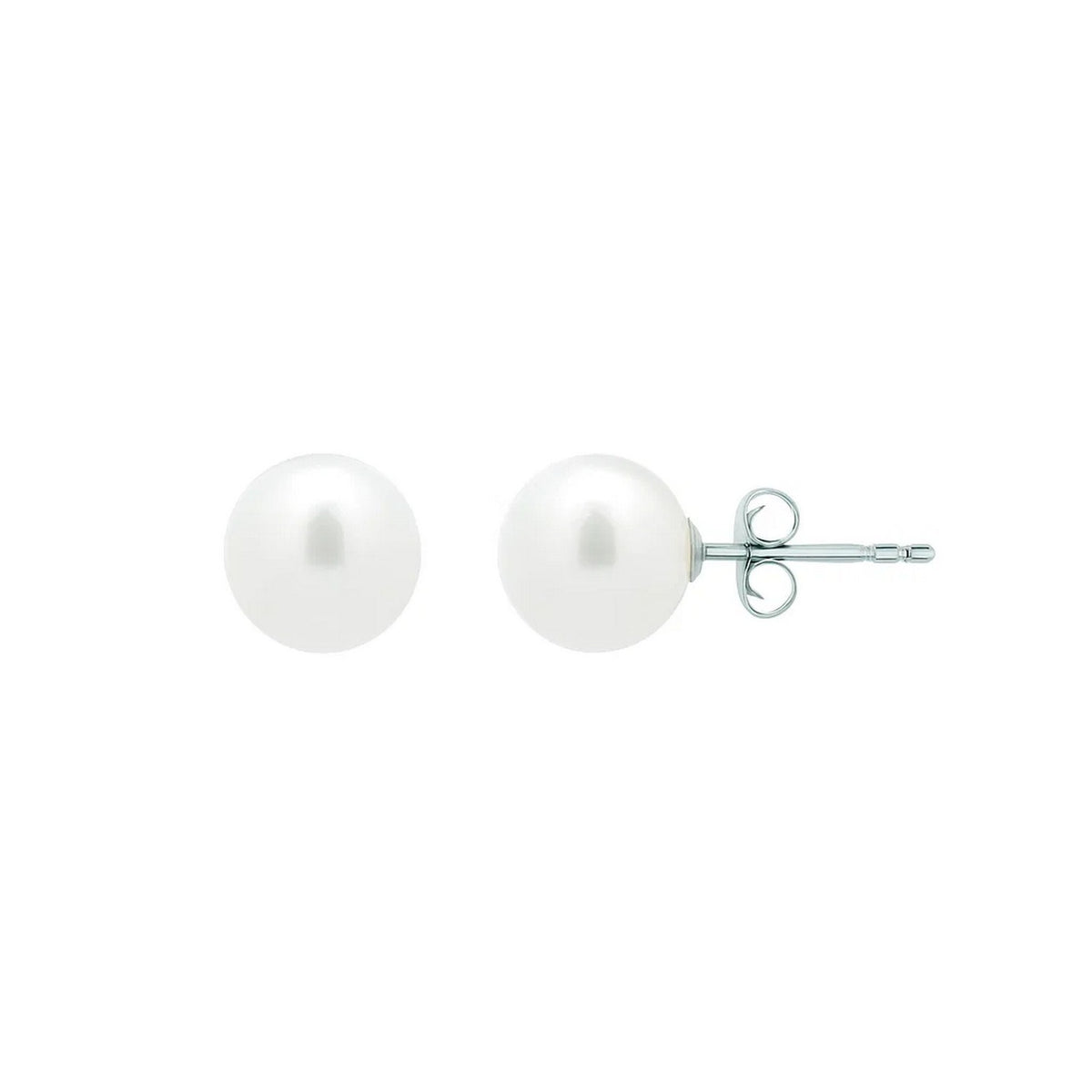 White Freshwater Cultured Pearl Stud Earrings in 14K White Gold (7.00 mm), view 2