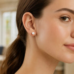 White Freshwater Cultured Pearl Stud Earrings in 14K White Gold (7.00 mm), view 5