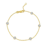 14K Yellow Gold CZ Station Bracelet, view 2