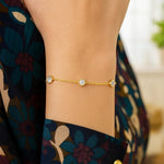 14K Yellow Gold CZ Station Bracelet, view 3