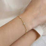14K Yellow Gold CZ Station Bracelet, view 4