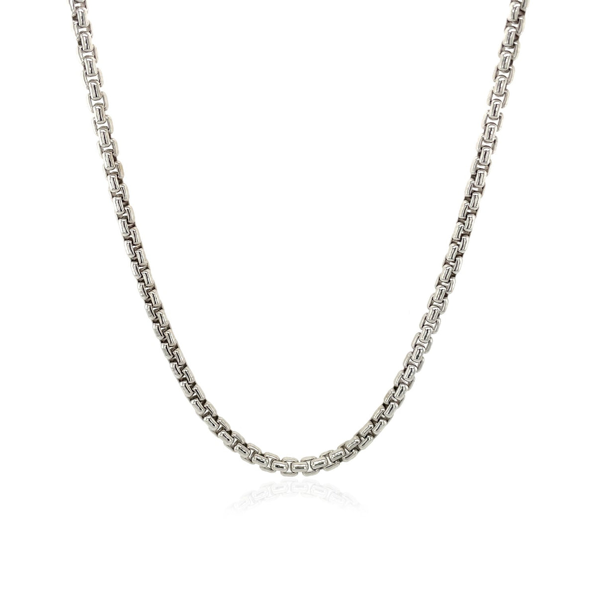 Sterling Silver Rhodium Plated Round Box Chain (2.20 mm), view 2
