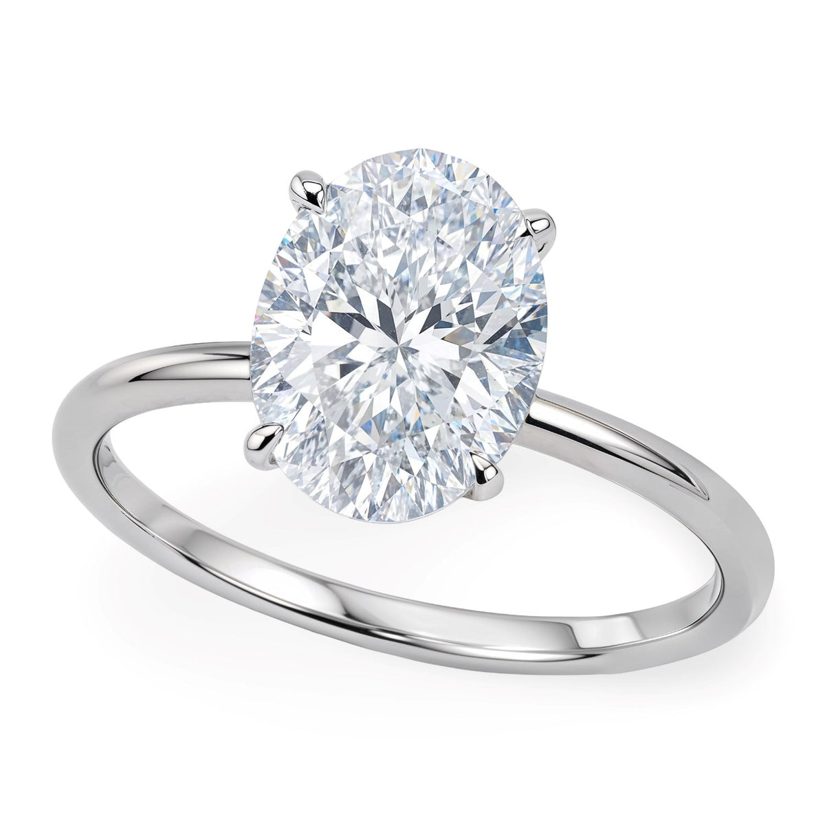 2 Carat Oval Lab Grown IGI G/VS1 Diamond Solitaire Ring in 14K White Gold