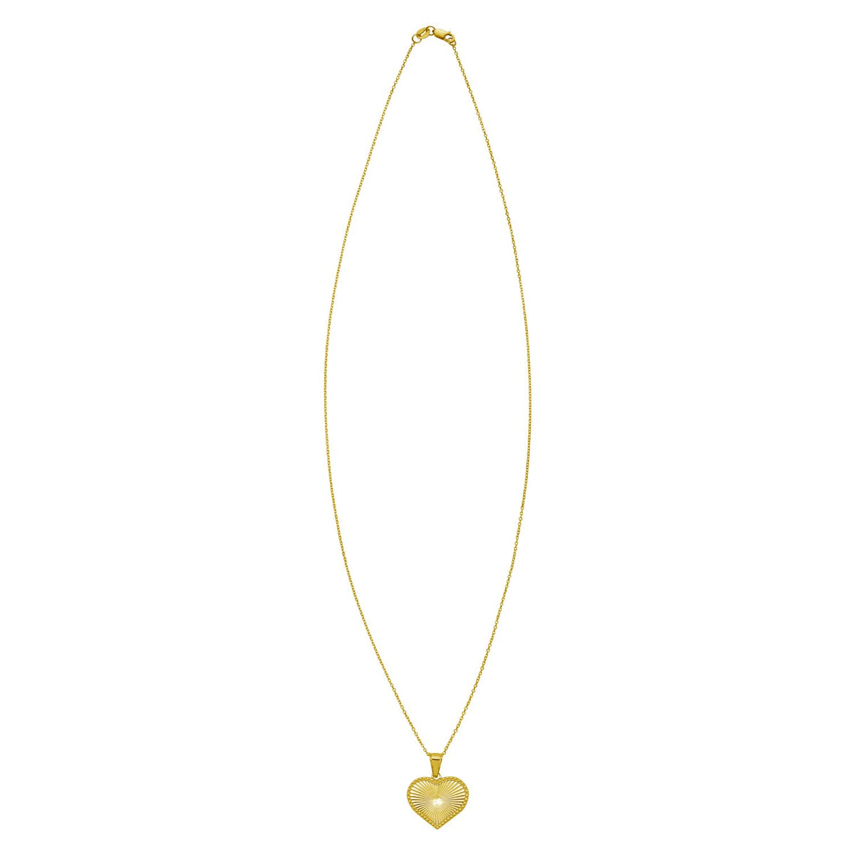14K Yellow Gold Radiating Heart Necklace, view 2