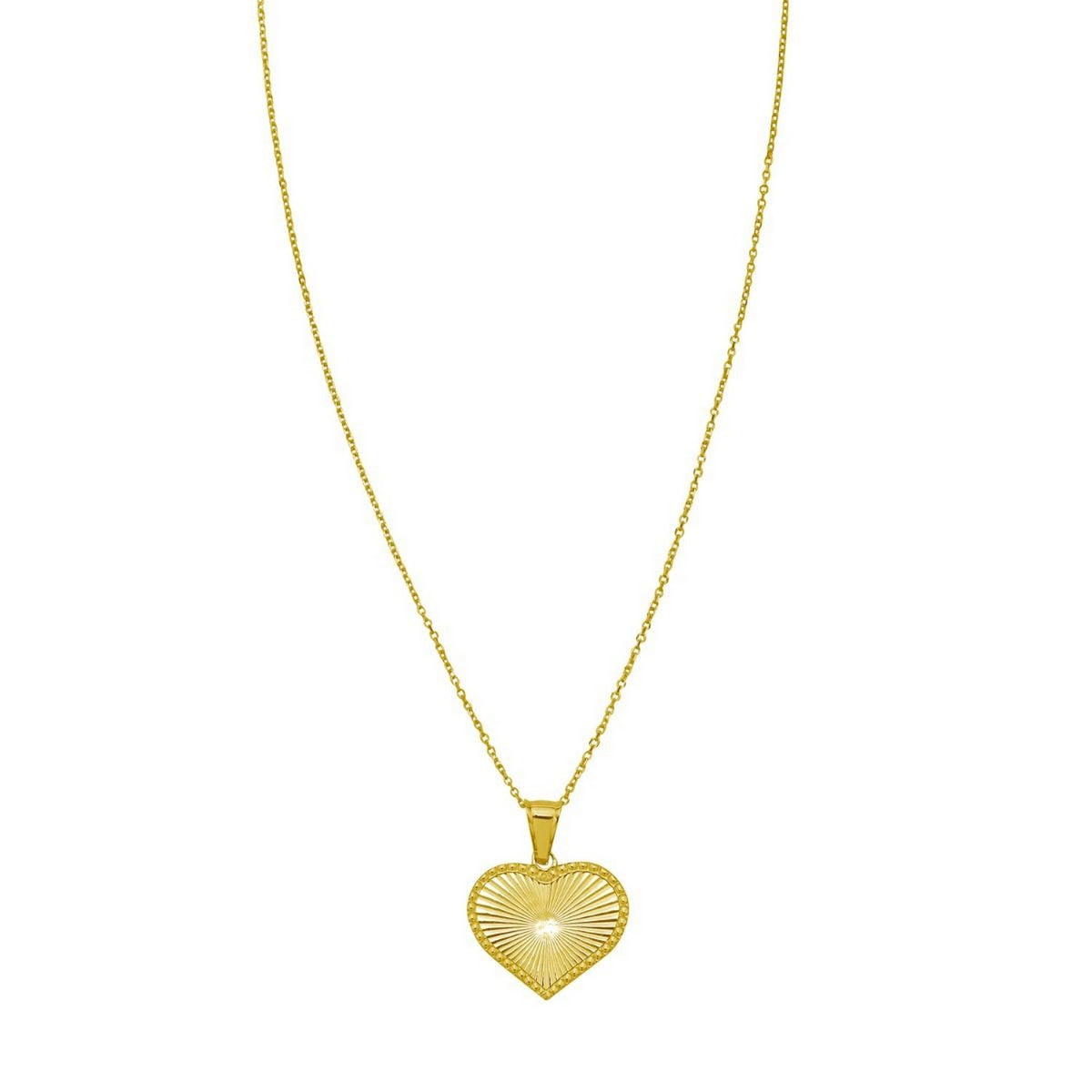 14K Yellow Gold Radiating Heart Necklace, view 3