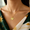 14K Yellow Gold Radiating Heart Necklace, view 5