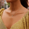 14K Yellow Gold Mini Diamond V Initial Pendant Necklace, view 5