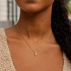 14K Yellow Gold Mini Diamond V Initial Pendant Necklace, view 6