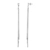 Long Chain Tassel and Textured Bar Drop Earrings in Sterling Silver