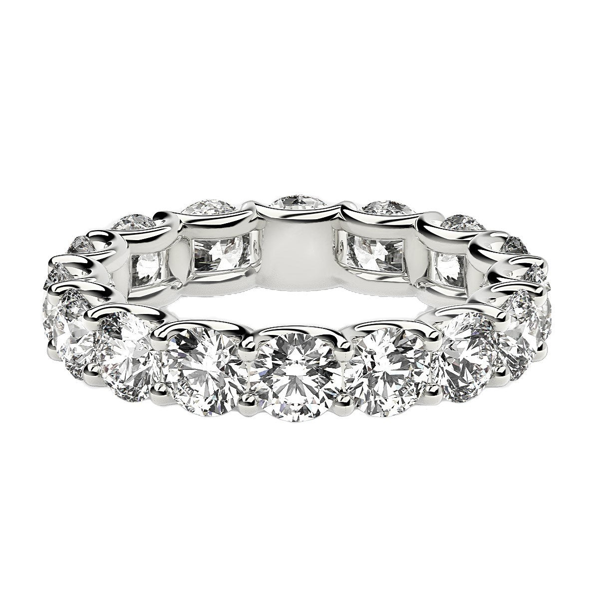 Round Cut Lab Grown Diamond Eternity Ring in 14K White Gold (4 cttw FG/VS2), view 2