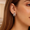 Sterling Silver Triple Barrelled Strand Hoop Earrings, view 4