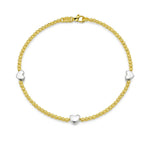 14K Yellow and White Gold Heart Bead Bracelet, view 2