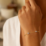 14K Yellow and White Gold Heart Bead Bracelet, view 3