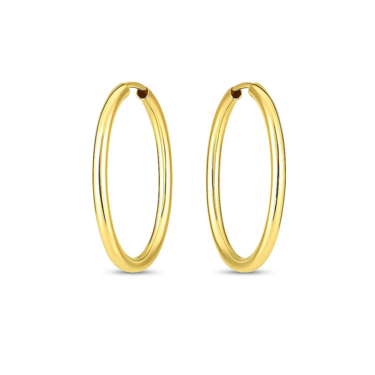 14K Yellow Gold Endless Oval Hoop Earrings (2x25.00 mm), view 2