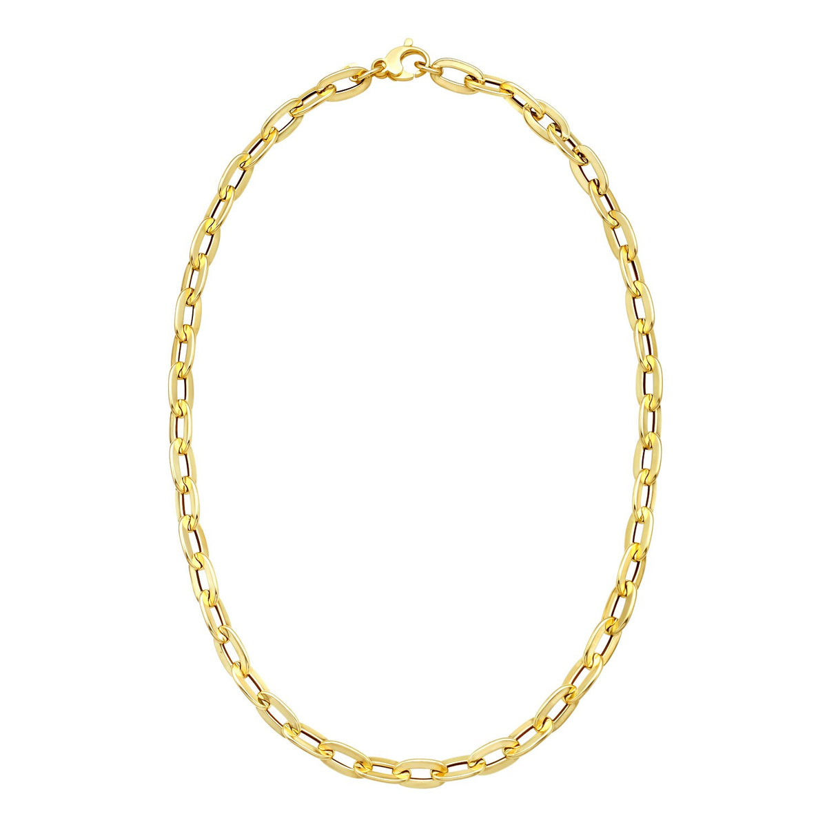 14K Yellow Gold Long Mirror Rolo Link Chain Necklace (7.30 mm), view 2