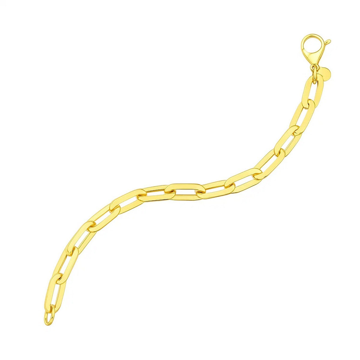 14K Yellow Gold Long Mirror Rolo Link Chain Necklace (7.30 mm), view 4