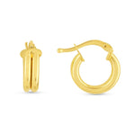 14K Yellow Gold Double Row Round Hoop Earrings (8.00 mm), view 2
