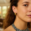 14K Yellow Gold Double Row Round Hoop Earrings (8.00 mm), view 5