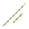 14K Yellow Gold Malachite Paperclip Gem Link Bracelet (7.00 mm)