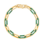 14K Yellow Gold Malachite Paperclip Gem Link Bracelet (7.00 mm), view 3