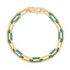14K Yellow Gold Malachite Paperclip Gem Link Bracelet (7.00 mm), view 3