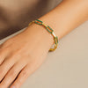 14K Yellow Gold Malachite Paperclip Gem Link Bracelet (7.00 mm), view 4