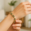 14K Yellow Gold Malachite Paperclip Gem Link Bracelet (7.00 mm), view 5