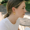 14K Yellow Gold Medium Bamboo Hoop Earrings, view 3