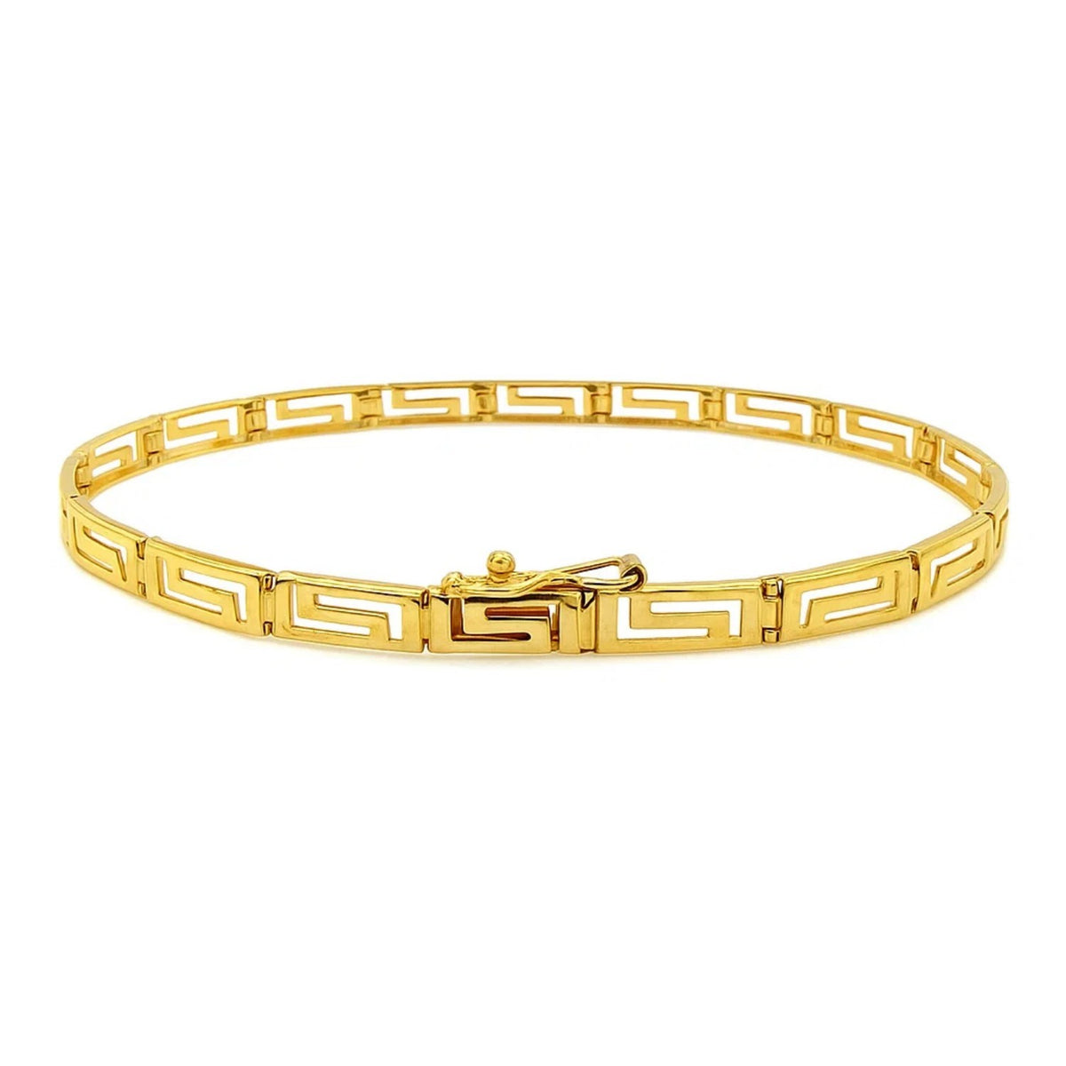 14K Yellow Gold Greek Fret Design Fancy Bracelet (3.30 mm), view 2