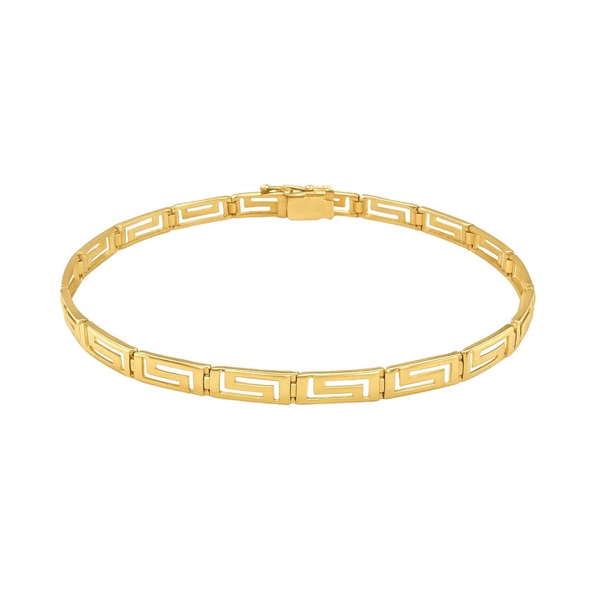 14K Yellow Gold Greek Fret Design Fancy Bracelet (3.30 mm), view 3