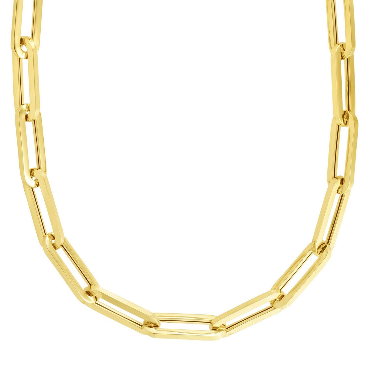 14K Yellow Gold Extra Wide Paperclip Chain Necklace, view 2