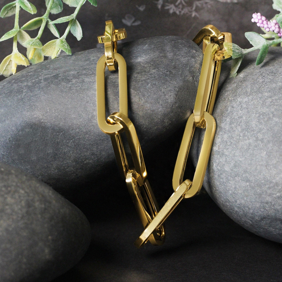 14K Yellow Gold Extra Wide Paperclip Chain Necklace, view 5